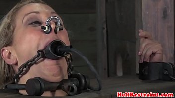 Stocked skank being mouth gagged by maledom