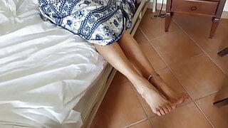 Cum on Selena’s feet in between time