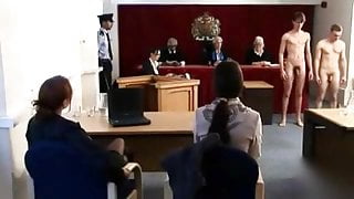 Strapon fucked in the courtroom