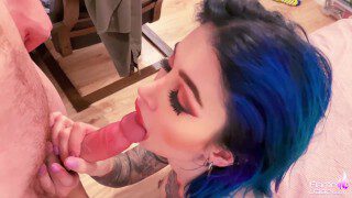 stepbrother Facefuck Big Dick Horny Tattoed stepsister & Cum on Face POV