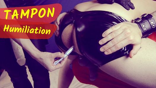 TAMPON in his ass after hard PEGGING… no CUM this time!!